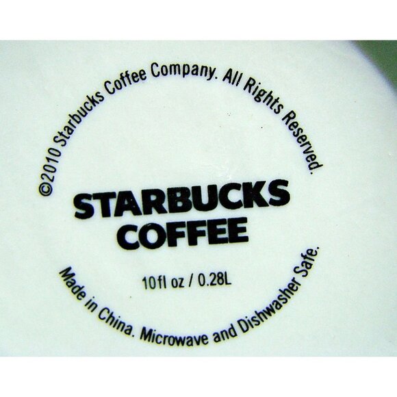 Set of Starbucks 2010 Embossed Lace 10 oz Coffee Tea Mugs Cups White Red Set 2 - Picture 8 of 9